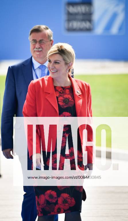 Croatia President Kolinda Grabar-Kitarovic pictured at the arrivals for a summit of the NATO (North Atlantic Treaty Organization) military alliance, Wednesday 11 July 2018, in Brussels. POOLxERICxLALMAND 05382639