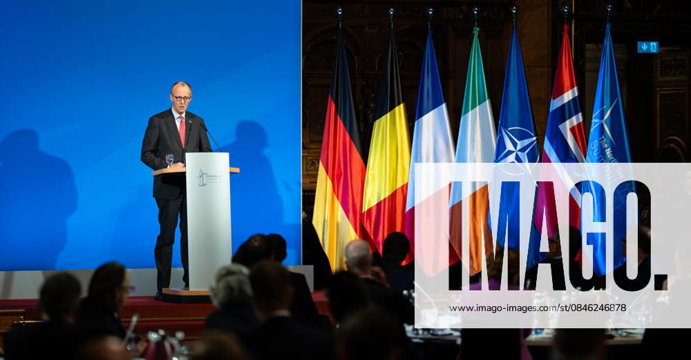 Bundeskanzler Friedrich Merz hält eine Rede im Hamburger Rathaus vor den Teilnehmern des Nordseegipfels;3rd North Sea Summit 2026 in Hamburg, Germany - 3. Nordseegipfel 2026 in Hamburg, Deutschland, Hamburg Hamburg Deutschland Rathaus, Townhall