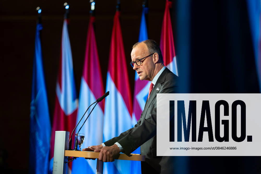 Bundeskanzler Friedrich Merz hält eine Rede im Hamburger Rathaus vor den Teilnehmern des Nordseegipfels;3rd North Sea Summit 2026 in Hamburg, Germany - 3. Nordseegipfel 2026 in Hamburg, Deutschland, Hamburg Hamburg Deutschland Rathaus, Townhall