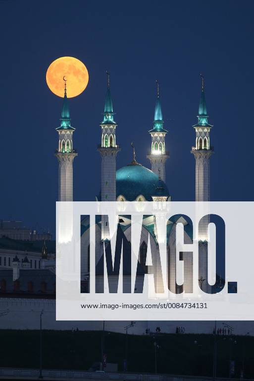 A blood moon over the Qolsarif Mosque. The blood moon lunar eclipse on July 27, 2018, is expected to be the longest in the 21st century; it also coincides with the closest approach of Mars to Earth. Yegor Aleyev TASS TS08AFB2