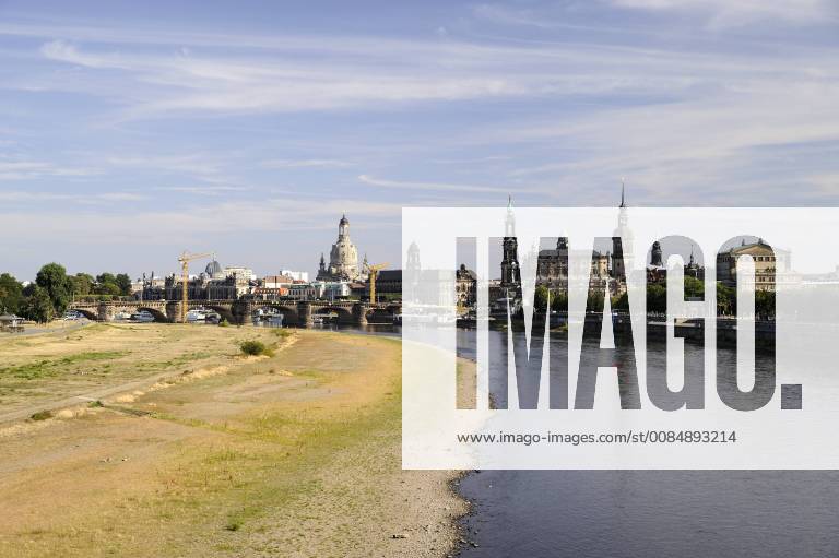 Niedrigwasser 2018, Dresden, Sachsen, Deutschland, Europa