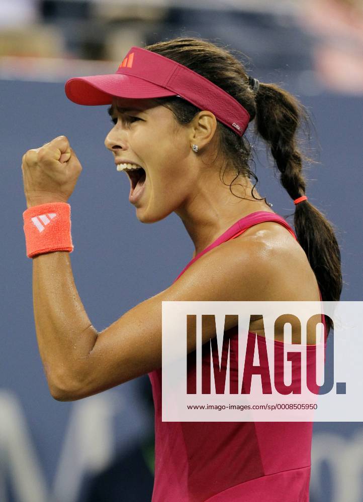 Ana Ivanovic of Serbia reacts in the second set of her match on day 6 in Arthur Ashe Stadium at the U.S. Open Tennis Championships at the Billie Jean King National Tennis Center in New York City on September 3, 2011. - ZUMAN