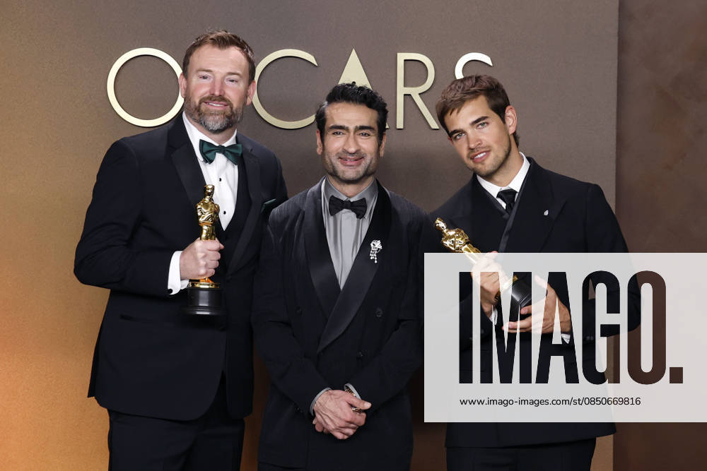 (L-R) Jack Piatt, Kumail Nanjiani and Sam A. Davis in the press room of the 98th Annual Academy Awards on Sunday March 15, 2026 at the Dolby Theater in Hollywood, California. BURT HARRIS BNS PI Hollywood USA - ZUMAp124 20260315_zaa_p124_267
