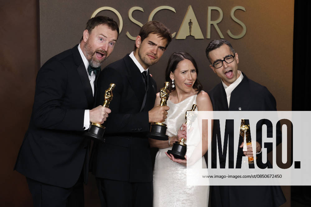 (L-R) Jack Piatt, Sam A. Davis, Natalie Musteata and Alexandre Singh in the press room of the 98th Annual Academy Awards on Sunday March 15, 2026 at the Dolby Theater in Hollywood, California. BURT HARRIS BNS PI Hollywood USA - ZUMAp124 20260315_zaa_p124_284