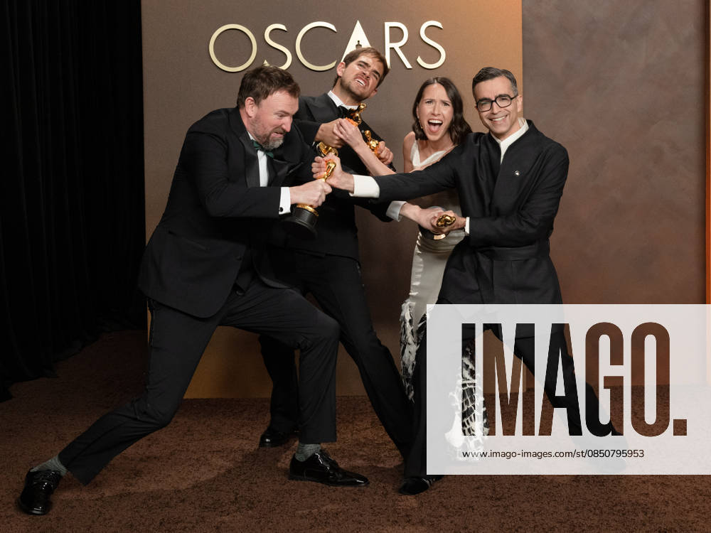 (L-R) JACK PIATT, SAM A. DAVIS, NATALIE MUSTEATA and ALEXANDRE SINGH, winners of the Best Live Action Short Film Award for â€oeThe Singers†and â€oeTwo People Exchanging Saliva†in the Press Room during the 98th Academy Awards, presented by the Academy of Motion Picture Arts and Sciences (AMPAS), at the Dolby Theatre in Hollywood. Hollywood USA - ZUMAb173 20260315_aap_b173_172