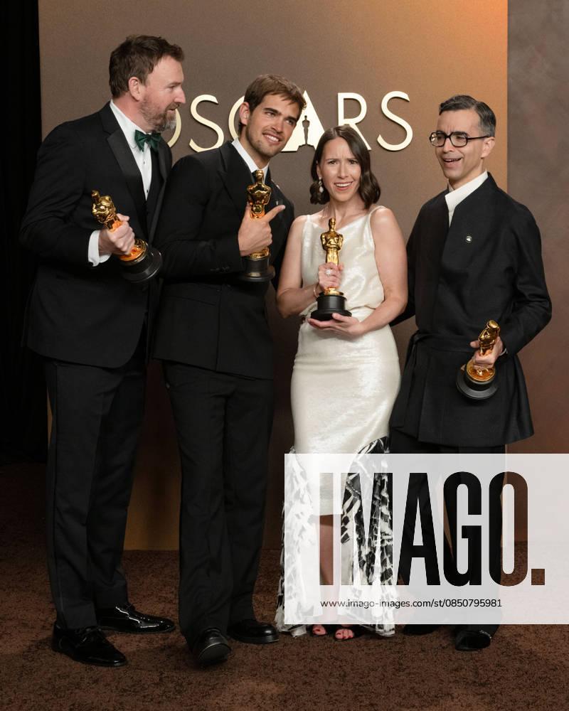 (L-R) JACK PIATT, SAM A. DAVIS, NATALIE MUSTEATA and ALEXANDRE SINGH, winners of the Best Live Action Short Film Award for â€oeThe Singers†and â€oeTwo People Exchanging Saliva†in the Press Room during the 98th Academy Awards, presented by the Academy of Motion Picture Arts and Sciences (AMPAS), at the Dolby Theatre in Hollywood. Hollywood USA - ZUMAb173 20260315_aap_b173_187
