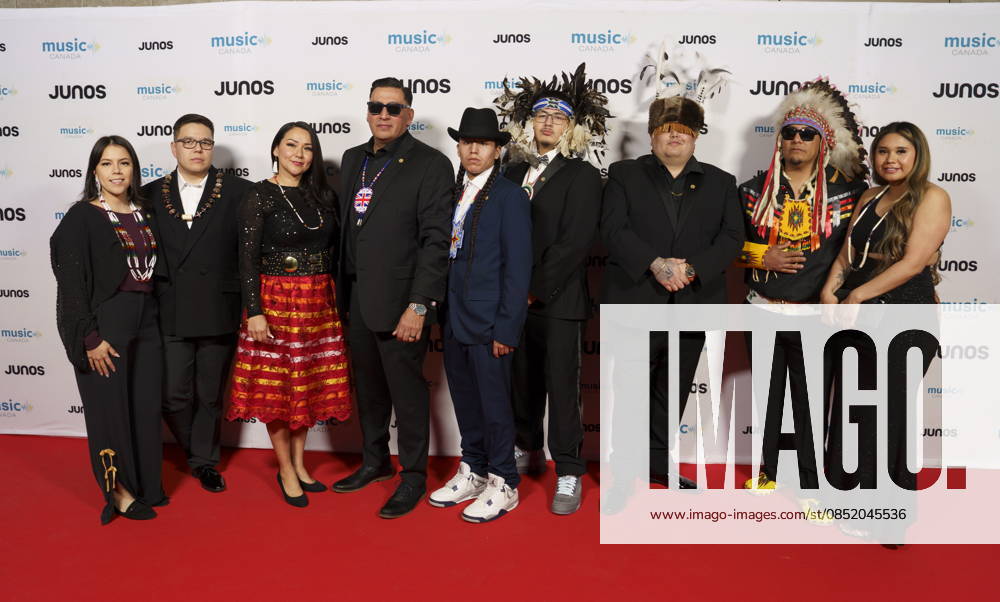 Hamilton, On, CAN: Bad Eagle Singers, nominated for Traditional Indigenous Artist or Group of the Year, on the red carpet at the 2026 Juno Awards Gala in Hamilton, Saturday, March 28, 2026. Hamilton CAN - ZUMAc35_ 20260328_zaf_c35_204