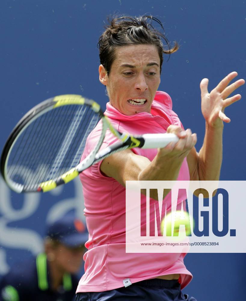 Francesca Schiavone of Italy hits a forehand in her match on day 8 in Arthur Ashe Stadium at the U.S. Open Tennis Championships at the Billie Jean King National Tennis Center in New York City on September 5, 2011. NYP20110905106