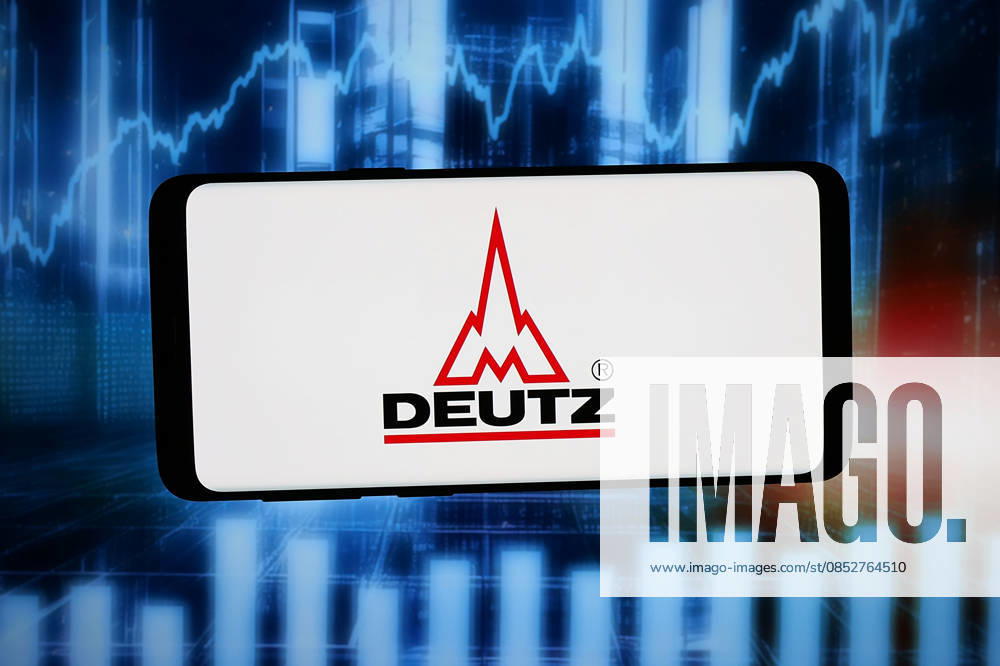 In this photo illustration, the logo of German combustion engine company Deutz AG is displayed on a smartphone in front of abstract background on computer screen. Germany - ZUMAs197 20260320_aab_s197_040