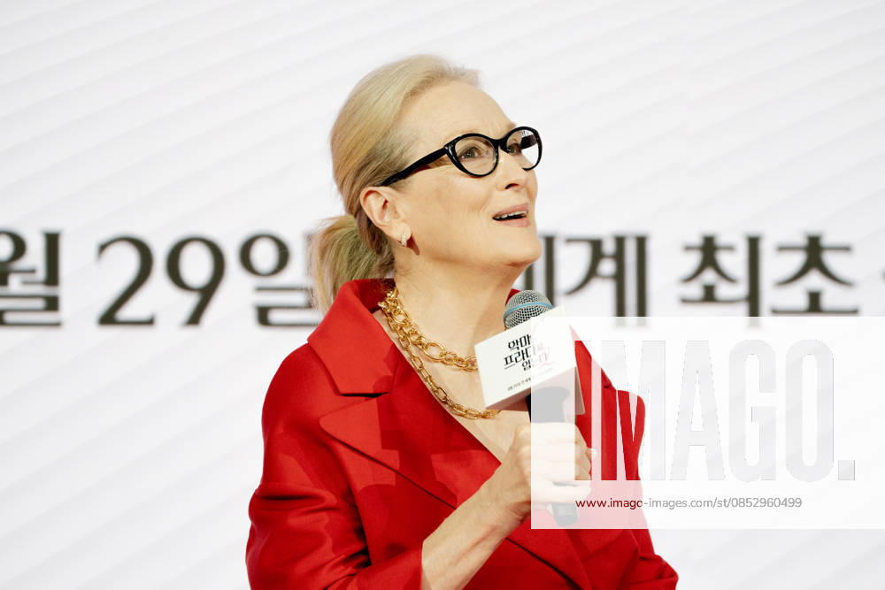 The Devil Wears Prada 2 press conference in Seoul SEOUL, SOUTH KOREA - APRIL 08: Meryl Streep speaks during a press conference for the movie The Devil Wears Prada 2 at Four Seasons Hotel on April 08, 2026 in Seoul, South Korea. Hwawon Lee Anadolu Seoul South Korea. Editorial use only. Please get in touch for any other usage.