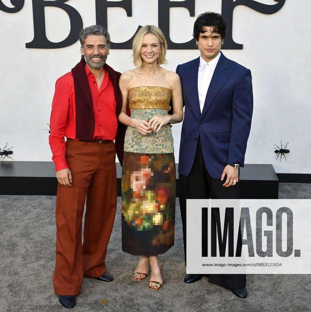 Cast members Oscar Isaac, Carey Mulligan and Charles Melton (L-R) attend Netflix s dark comedy TV series Beef at the Egyptian Theatre in the Hollywood section of Los Angeles on Wednesday, April 8, 2026. Storyline: Road rage ensues after a parking-lot incident, resulting in a bitter feud between the two antagonists. The vendetta between them and the lengths they ll go to in order to wreak revenge on each other spirals out of control, jeopardizing everything and everyone in their lives. Quality Repeat LAP2026040908 JIMxRUYMEN
