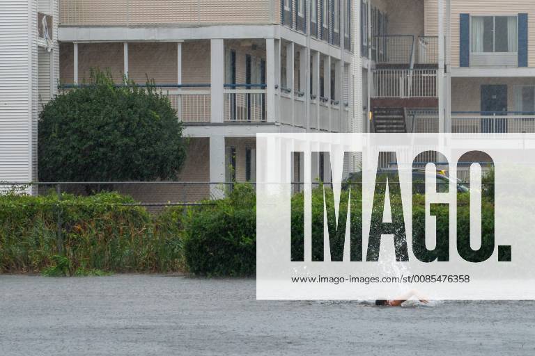Henry Murtagh, 17, of Wilmington, swims in a flooded street after his friends bet him 10 dollars during tropical storm Florence September 15, 2018 in Wilmington, North Carolina. Tropical storm Florence is expected to drop more rain over the next few days and cause more flooding along North and South Carolina. Some rivers are expected to crest on Monday. WIL20180915514 KENxCEDENO