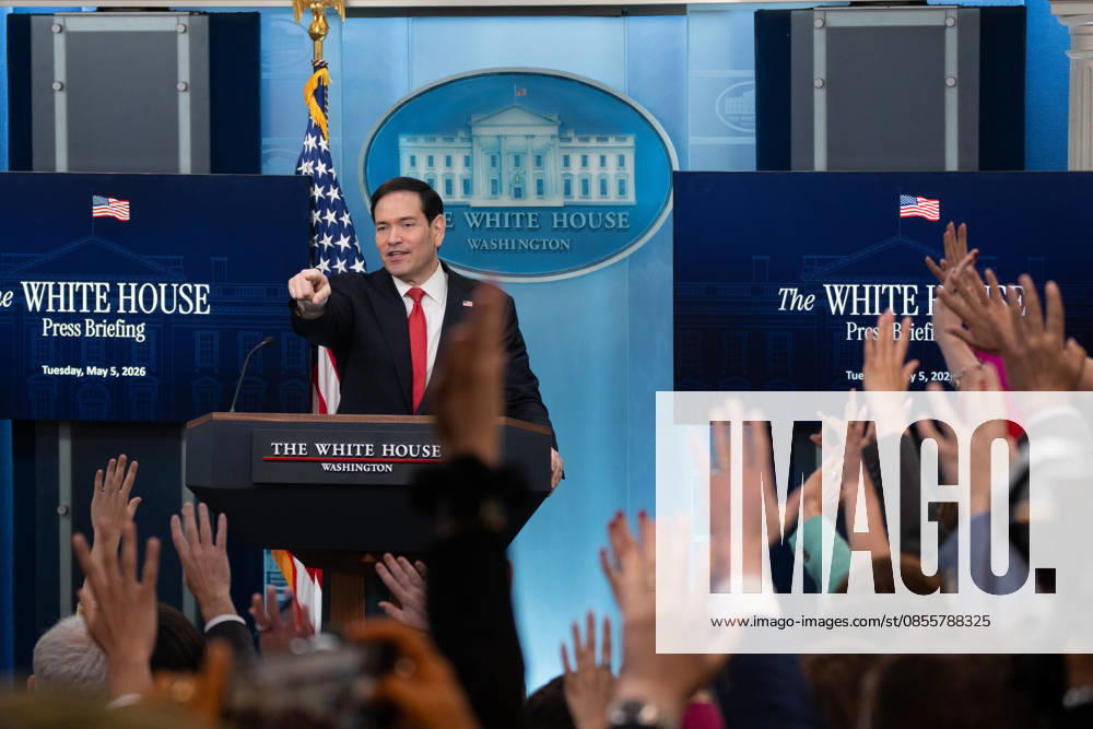 Secretary of State Marco Rubio hosts the White House press briefing on May 5, 2026. Rubio is taking the place of White House Press Secretary Karoline Leavitt who is on maternity leave. Washington United States - ZUMAl312 20260505_znp_l312_044