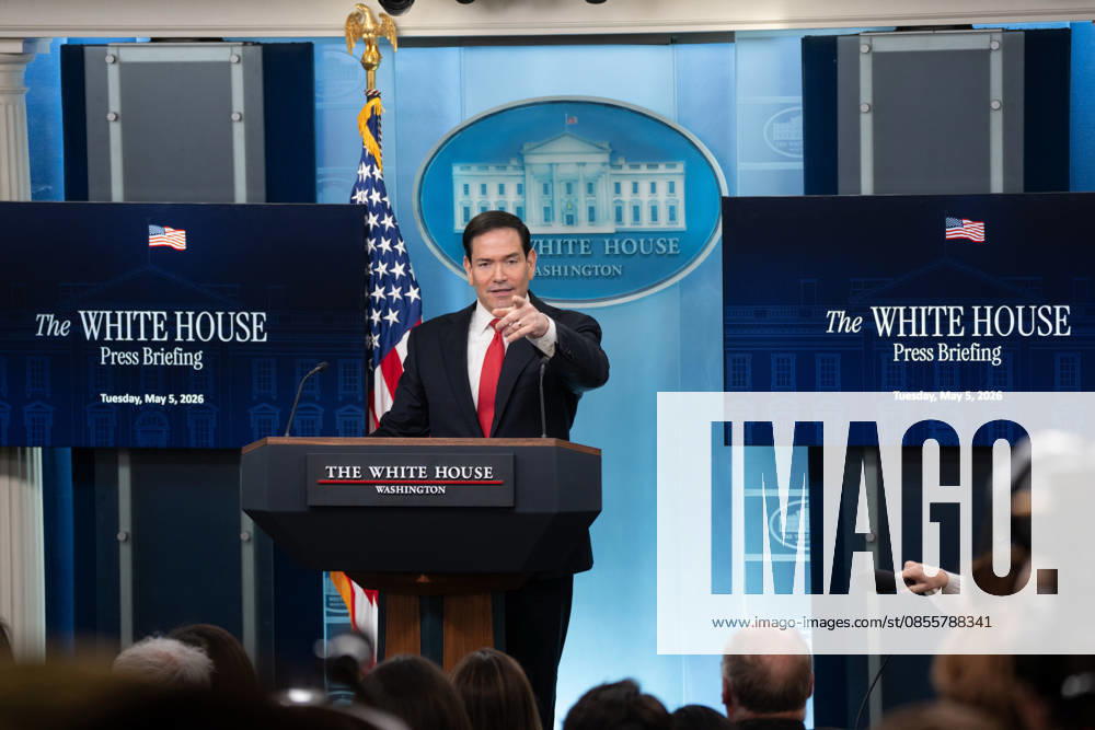 Secretary of State Marco Rubio hosts the White House press briefing on May 5, 2026. Rubio is taking the place of White House Press Secretary Karoline Leavitt who is on maternity leave. Washington United States - ZUMAl312 20260505_znp_l312_045