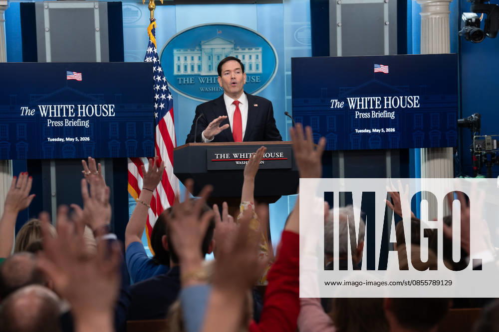 Secretary of State Marco Rubio hosts the White House press briefing on May 5, 2026. Rubio is taking the place of White House Press Secretary Karoline Leavitt who is on maternity leave. Washington United States - ZUMAl312 20260505_znp_l312_038