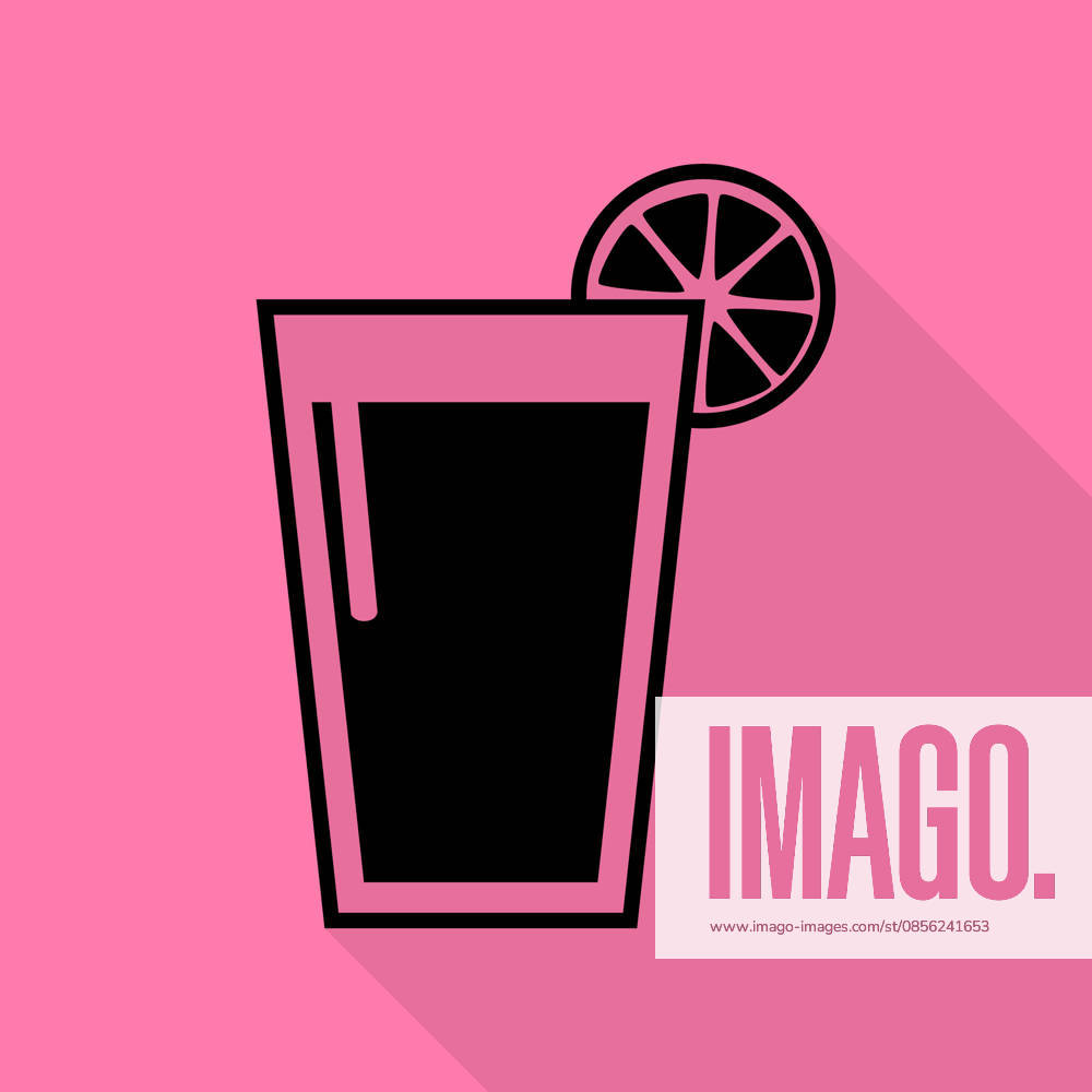 Glass of Juice Icons Black Icon With Flat Style Glass of juice icons. Black icon with flat style shadow path on pink background