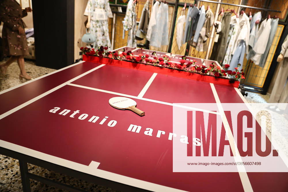 IPA84680170 - Rome, Laila Hasanovic attends the Antonio Marras boutique event. Pictured: the ping pong table