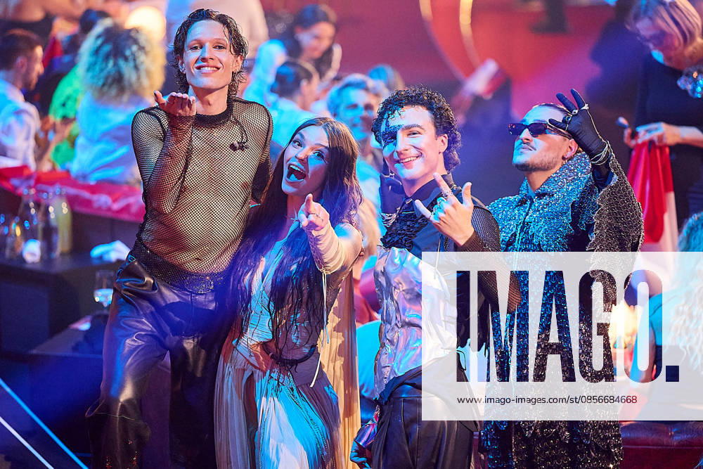 - Wien 14.05.2026 - Eurovision Song Contest Wien - Vienna - Vienne 2026 Live Show 2. Halbfinale - Live Show Second Semi Final - En directe deuxième demi-finale P H O T O: (v.L.) Søren Torpegaard Lund - Dänemark - Danemark - Denmark - Danmark Eva Marija - Luxemburg - Luxembourg - Lëtzebuerg Cosmó (Cosmo) - Österreich - Autriche - Austria Alis - Albanien - Albanie - Albania - Shqipëria Eurovision Song Contest Vienna 2026