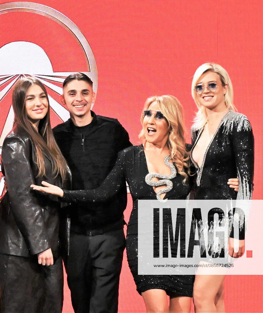 IPA84721412 - Milan,Italy Beijing Express 2026 The Far East photocall with winners Chanel Totti and Filippo Laurino I RACCOMMENDED In the photo:Chanel Totti and Filippo Laurino I RACCOMANDATI with Jo Squillo and Michelle Masullo LE DJ
