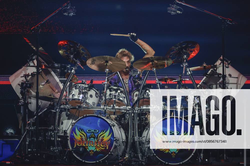 Drummer Deen Castronovo of the band Journey performs during their 2026 Final Frontier Tour at Benchmark International Arena on Friday, May 15, 2026 in Tampa. Tampa USA - ZUMAs70_ 20260515_zan_s70_025