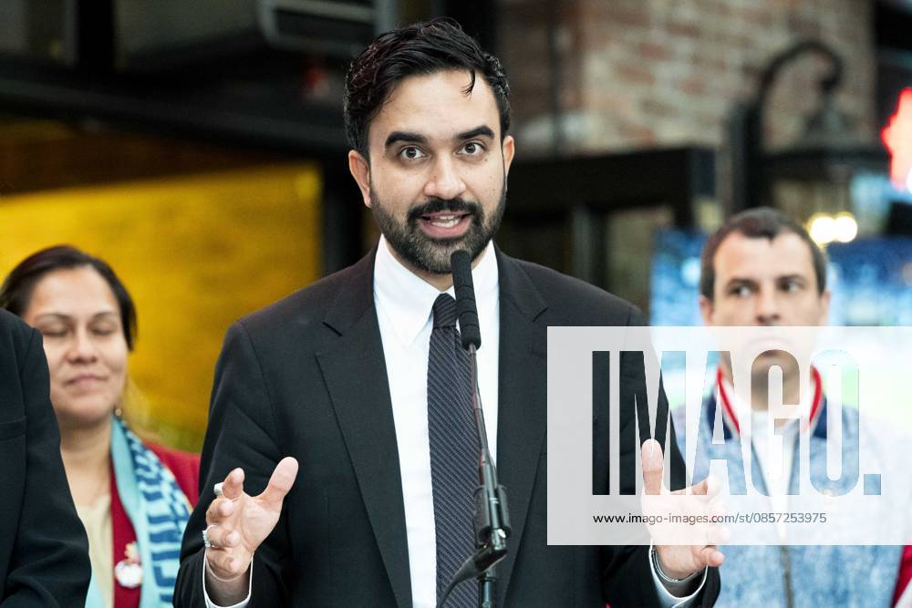 New York City Mayor ZOHRAN MAMDANI (D) speaking at a press conference about tickets for the FIFA World Cup, at the Harlem Tavern in New York City. New York City United States - ZUMAb161 20260521_aap_b161_018