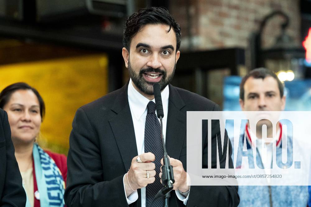 New York City Mayor ZOHRAN MAMDANI (D) speaking at a press conference about tickets for the FIFA World Cup, at the Harlem Tavern in New York City. New York City United States - ZUMAb161 20260521_aap_b161_005