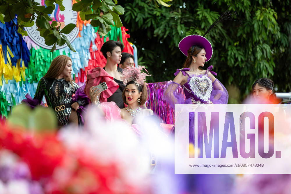 The Chiang Mai Pride Parade 2026 celebrations in Chiang Mai, Thailand - 24 May 2026 Participants dressed in colorful costumes pose on a parade float while one participant takes a selfie during The Chiang Mai Pride Parade 2026 celebrations . The Chiang Mai Pride Parade 2026 took place in Chiang Mai, Thailand. Chiang Mai province holds Thailandís first Pride Month celebrations annually, promoting gender equality, diversity, and human rights as part of Pride Month activities in northern Thailand. Chiang Mai Thailand