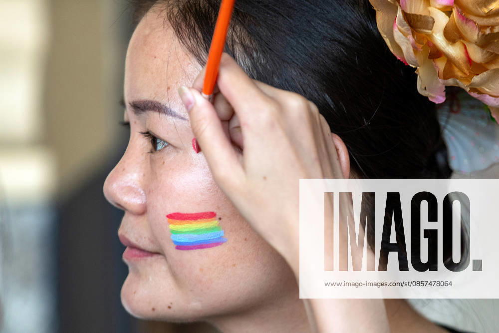 The Chiang Mai Pride Parade 2026 celebrations in Chiang Mai, Thailand - 24 May 2026 A participant has a rainbow flag painted on her cheek before joining The Chiang Mai Pride Parade 2026 celebrations. The Chiang Mai Pride Parade 2026 took place in Chiang Mai, Thailand. Chiang Mai province holds Thailandís first Pride Month celebrations annually, promoting gender equality, diversity, and human rights as part of Pride Month activities in northern Thailand. Chiang Mai Thailand
