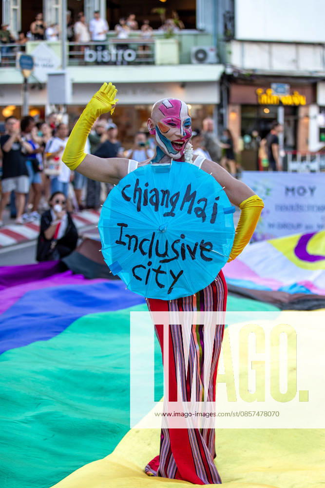 The Chiang Mai Pride Parade 2026 celebrations in Chiang Mai, Thailand - 24 May 2026 Sirisak Chaited, representative of the Chiang Mai Pride organizing committee, poses on a large rainbow flag during the Chiang Mai Pride Parade. The Chiang Mai Pride Parade 2026 took place in Chiang Mai, Thailand. Chiang Mai province holds Thailandís first Pride Month celebrations annually, promoting gender equality, diversity, and human rights as part of Pride Month activities in northern Thailand. Chiang Mai Thailand