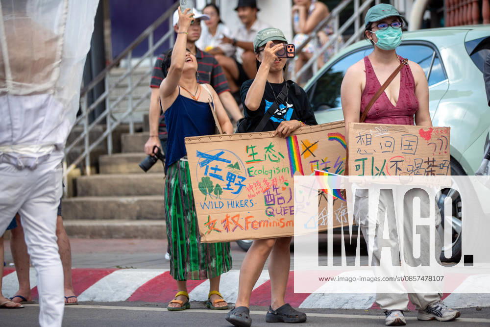 The Chiang Mai Pride Parade 2026 celebrations in Chiang Mai, Thailand - 24 May 2026 Participants hold placards and rainbow flags while attending The Chiang Mai Pride Parade 2026 celebrations. The Chiang Mai Pride Parade 2026 took place in Chiang Mai, Thailand. Chiang Mai province holds Thailandís first Pride Month celebrations annually, promoting gender equality, diversity, and human rights as part of Pride Month activities in northern Thailand. Chiang Mai Thailand