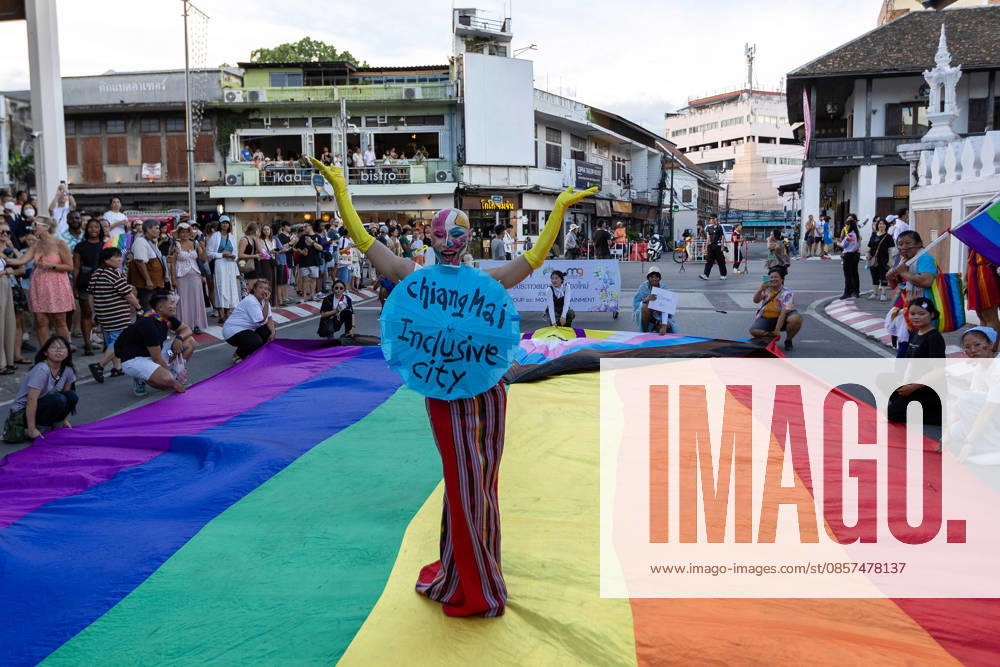 The Chiang Mai Pride Parade 2026 celebrations in Chiang Mai, Thailand - 24 May 2026 Sirisak Chaited, representative of the Chiang Mai Pride organizing committee, poses on a large rainbow flag during the Chiang Mai Pride Parade. The Chiang Mai Pride Parade 2026 took place in Chiang Mai, Thailand. Chiang Mai province holds Thailandís first Pride Month celebrations annually, promoting gender equality, diversity, and human rights as part of Pride Month activities in northern Thailand. Chiang Mai Thailand