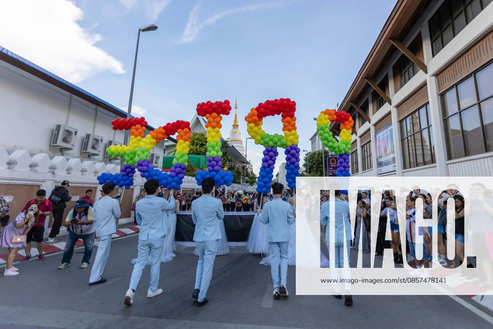 The Chiang Mai Pride Parade 2026 celebrations in Chiang Mai, Thailand - 24 May 2026 Participants carry rainbow-colored balloon letters spelling ìPRIDEî during The Chiang Mai Pride Parade 2026 celebrations. The Chiang Mai Pride Parade 2026 took place in Chiang Mai, Thailand. Chiang Mai province holds Thailandís first Pride Month celebrations annually, promoting gender equality, diversity, and human rights as part of Pride Month activities in northern Thailand. Chiang Mai Thailand