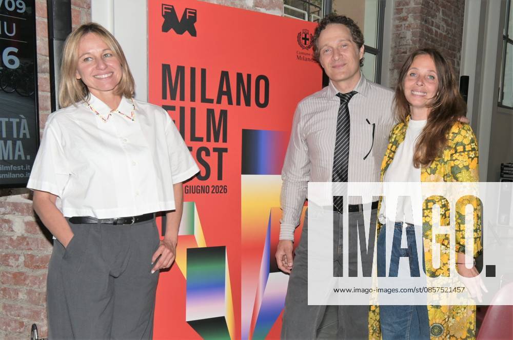 IPA85066479 - Milan,Italy Milano Film Fest 2026 photocall and presentation second edition from June 4 to 9, 2026. In the photo:Claudio Santamaria artistic director Milano Film Fest,Agata De Laurentiis programming director Milano Film Fest,Laura Boy president Fondazione Milano Film Fest