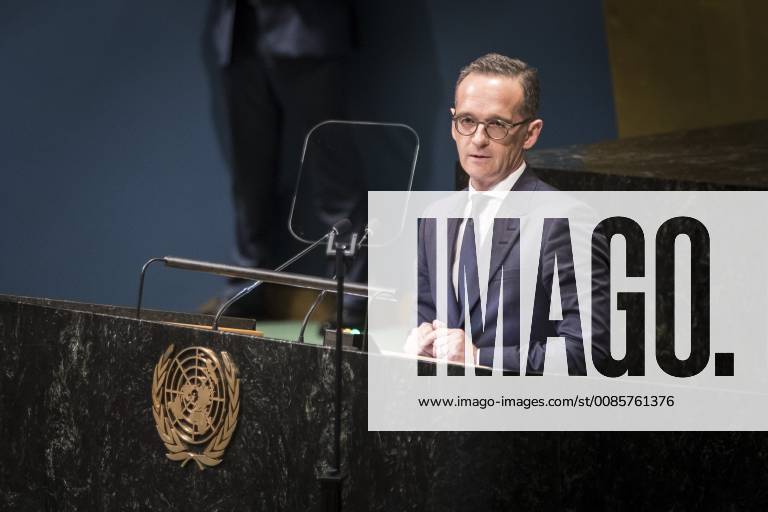 Bundesaussenminister Heiko Maas, SPD, haelt seine Rede vor den Vereinten Nationen in New York, 28.09.2018. Heiko Maas nimmt an der 73. Generalversammlung der Vereinten Nationen (United Nations) teil. New York USA