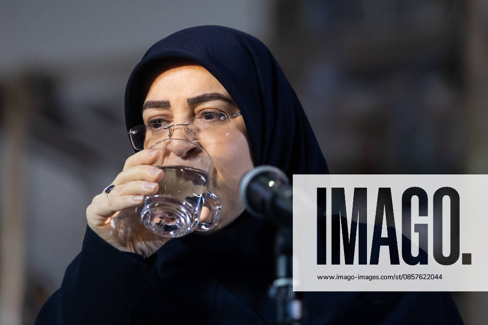 Fatemeh Mohajerani, spokesperson of the Iranian government, in Tehran - 26 May 2026 Fatemeh Mohajerani, spokesperson of the Iranian government, is seen drinking water during her weekly press conference in Tehran. Tehran Iran