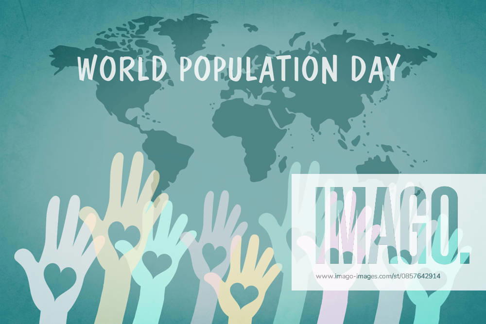 World Population Day, Hand mit Herz, internationale Gleichberechtigung, Konzept für Freundschaft und Frieden, Bewusstsein für globale Probleme