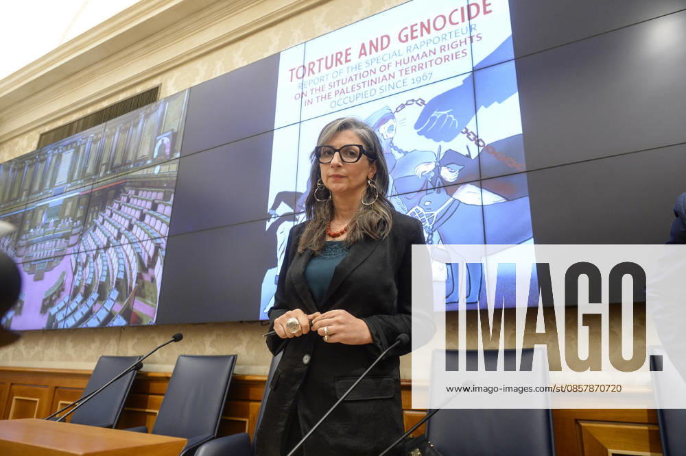 IPA85160407 - Rome Senate presentation of UN special rapporteur s report on the occupied Palestinian territories, pictured is Francesca Albanese