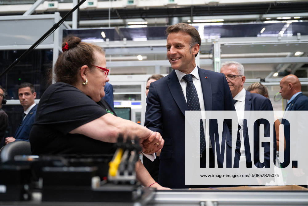 French President Emmanuel Macron visits the Vorwerk factory, which manufactures Thermomix kitchen appliances, as part of the Choose France Days in Donnemain Saint Mames, central France, May 29, 2026 Donnemain Saint Mames France