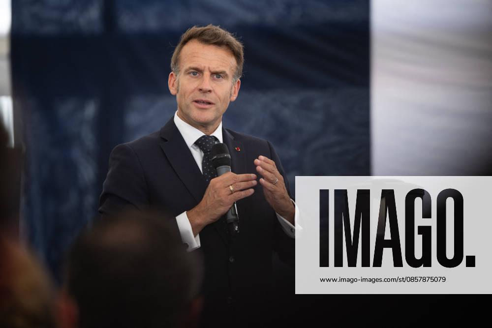 French President Emmanuel Macron speaks during a visit to the Vorwerk factory producing Thermomix kitchen appliances as part of the Choose France Days in Donnemain Saint Mames, France, on May 29, 2026 Grégoire Campione Pool Bestimage French President Emmanuel Macron visits the Vorwerk factory producing Thermomix kitchen appliances as part of the Choose France Days in Donnemain Saint Mames, France, on May 29, 2026 Donnemain Saint Mames France
