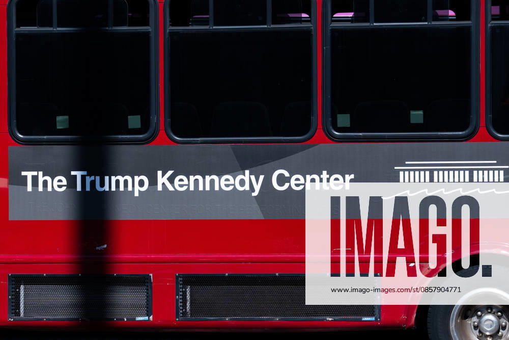 A Donald J. Trump and John F. Kennedy Center for the Performing Arts shuttle bus in Washington, DC on Friday, May 29, 2026. A federal judge ruled that President Trump overstepped his authority by renaming the Kennedy Center after himself, ordering Trump s name to be removed and reversing a decision to close the performing arts center for renovations. WAP20260529146 AARONxSCHWARTZ