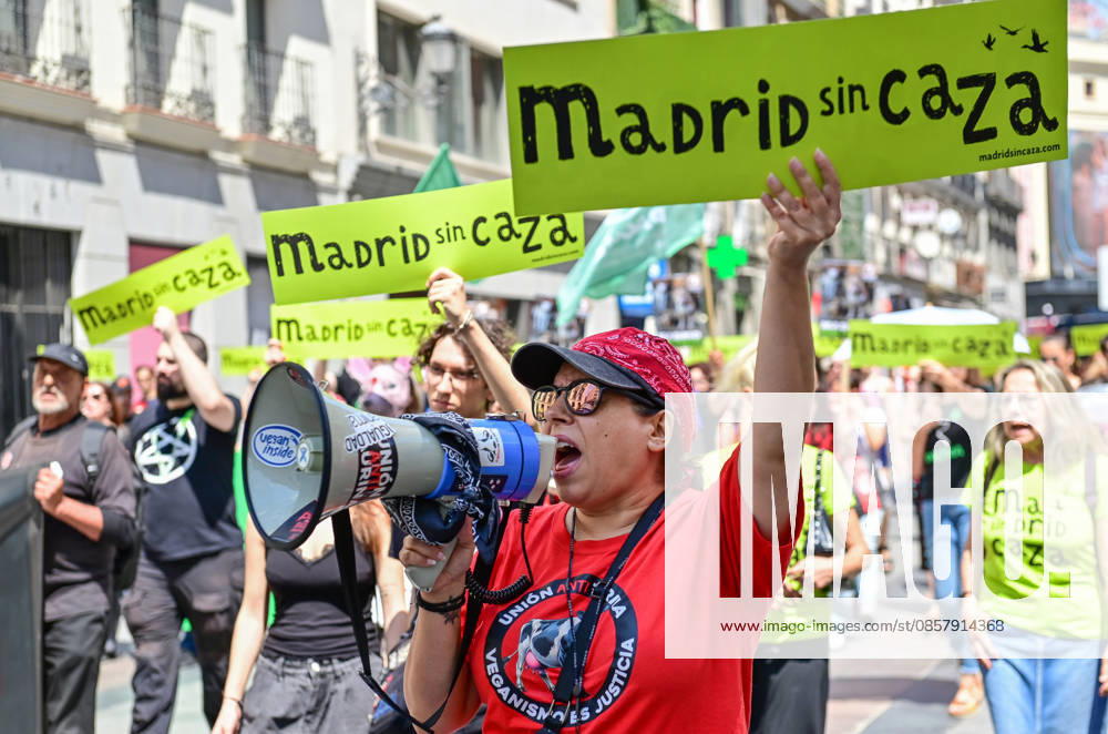 Participants attend the Madrid Without Hunting demonstration held in Callao Square, Madrid, advocating for wildlife protection and promoting urban spaces free from hunting activities. Madrid SPAIN - ZUMAz108 20260530_znp_z108_005