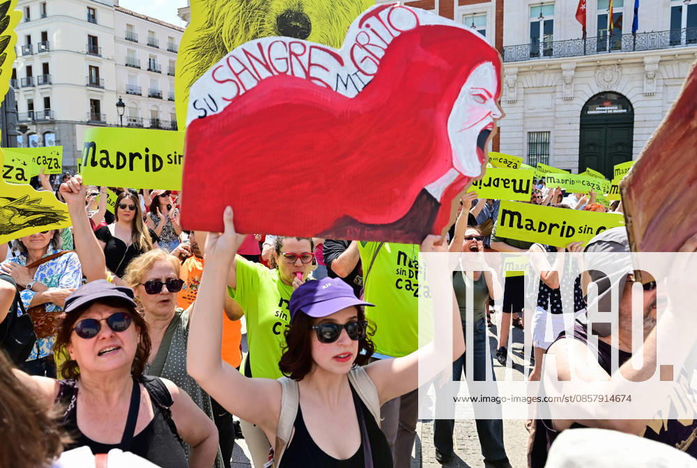 Participants attend the Madrid Without Hunting demonstration held in Callao Square, Madrid, advocating for wildlife protection and promoting urban spaces free from hunting activities. Madrid SPAIN - ZUMAz108 20260530_znp_z108_021