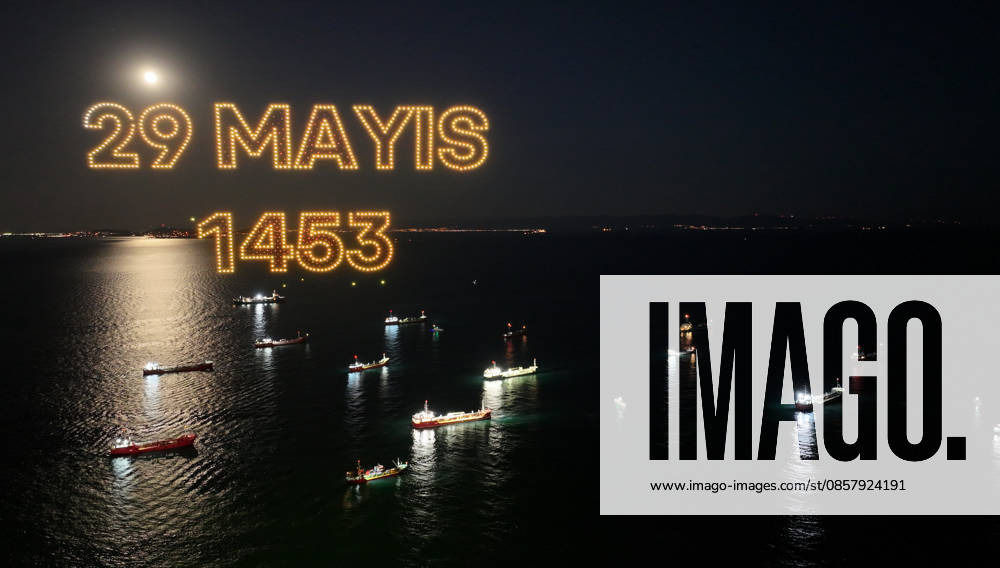 573rd anniversary of the Conquest of Istanbul ISTANBUL, TURKIYE - MAY 30: A synchronized drone light show, organized by the Istanbul Governorate to commemorate the 573rd anniversary of the Conquest of Istanbul, is held at the Yenikapi Event Space in Istanbul, Turkiye, on May 30, 2026. Islam Yakut Anadolu Istanbul Turkey. Editorial use only. Please get in touch for any other usage.