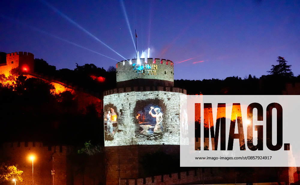 573rd anniversary of the conquest of Istanbul ISTANBUL, TURKIYE - MAY 29: A video mapping show is organized by the Turkish Communications Directorate at the Rumeli Fortress (Rumelihisari) as part of the events celebrating the 573rd anniversary of the conquest of Istanbul, Turkiye on May 29, 2026. Erhan Elaldi Anadolu Istanbul Turkey. Editorial use only. Please get in touch for any other usage.