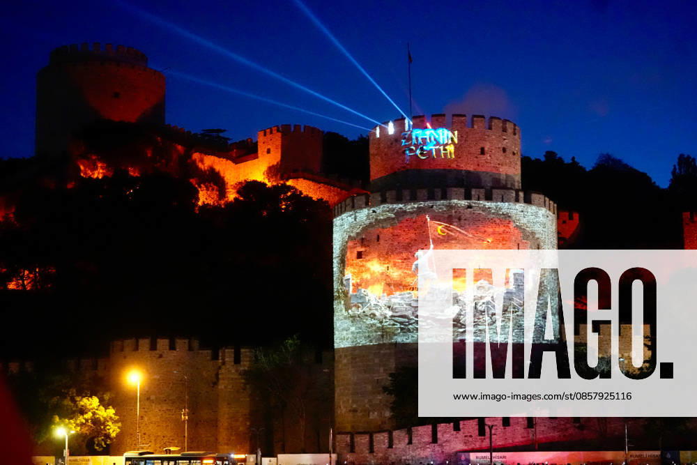 573rd anniversary of the conquest of Istanbul ISTANBUL, TURKIYE - MAY 29: A video mapping show is organized by the Turkish Communications Directorate at the Rumeli Fortress (Rumelihisari) as part of the events celebrating the 573rd anniversary of the conquest of Istanbul, Turkiye on May 29, 2026. Erhan Elaldi Anadolu Istanbul Turkey. Editorial use only. Please get in touch for any other usage.