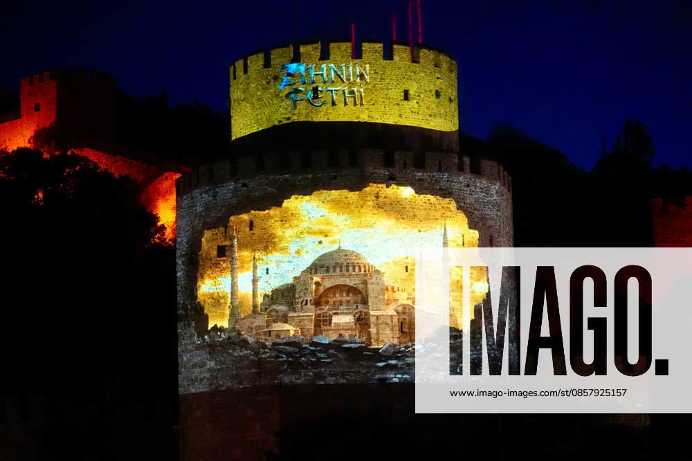 573rd anniversary of the conquest of Istanbul ISTANBUL, TURKIYE - MAY 29: A video mapping show is organized by the Turkish Communications Directorate at the Rumeli Fortress (Rumelihisari) as part of the events celebrating the 573rd anniversary of the conquest of Istanbul, Turkiye on May 29, 2026. Erhan Elaldi Anadolu Istanbul Turkey. Editorial use only. Please get in touch for any other usage.