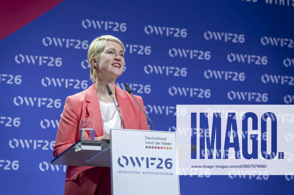 Manuela Schwesig - OWF26 EUR, Deutschland, Berlin, 31.05.2026: Keynote von Manuela Schwesig (SPD) Ministerpräsidentin des Landes Mecklenburg Vorpommern zur Konferenz des Ostdeutschen Wirtschaftsforum unter dem Leitgedanken Eine neue (Un)Ordnung, welche Rolle spielt Deutschland und Europa im globalen Systemwettbewerb? Ostdeutschland steht dabei im Mittelpunkt als Region. Die Transformation im Gespräch zwischen Politik, Wirtschaft und Gesellschaft
