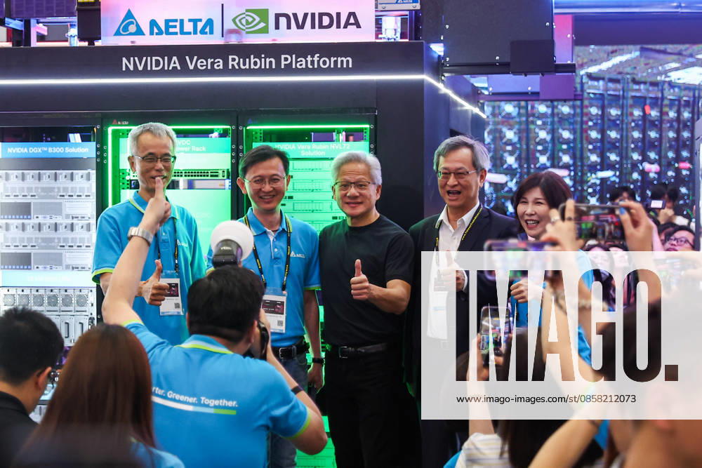 NVIDIA s CEO Jensen Huang visits COMPUTEX TAIPEI 2026 TAIPEI, TAIWAN - JUNE 3: Jensen Huang, the CEO of American multinational tech giant NVIDIA, poses for photos as he visits a booth featuring next-generation AI supercomputing platform NVIDIA Vera Rubin, at the COMPUTEX TAIPEI trade show, in Taipei, Taiwan, on June 3, 2026. COMPUTEX TAIPEI is one of the world’s largest and most significant trade shows, featuring latest technologies, drones, data centres, Artificial Intelligence (AI) technologies, supercomputers, semiconductors products and other things from major international firms such as Nvidia, Intel, NXP and Foxconn. Daniel Ceng Anadolu Taipei Taiwan. Editorial use only. Please get in touch for any other usage.