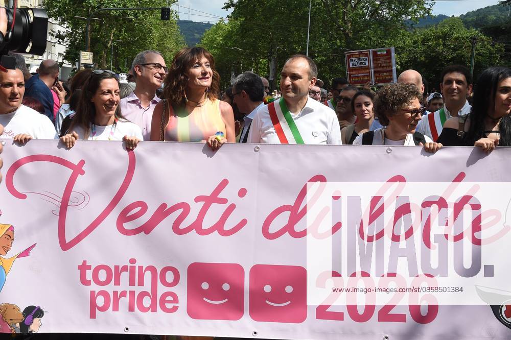 Foto IPP Massimo Rana Torino 06-06-2026 Gay Pride a Torino 20 anni dopo la prima uscita nella foto vladimir luxuria e sindaco di torino stefano lo russo Italy Photo Press - World Copyright