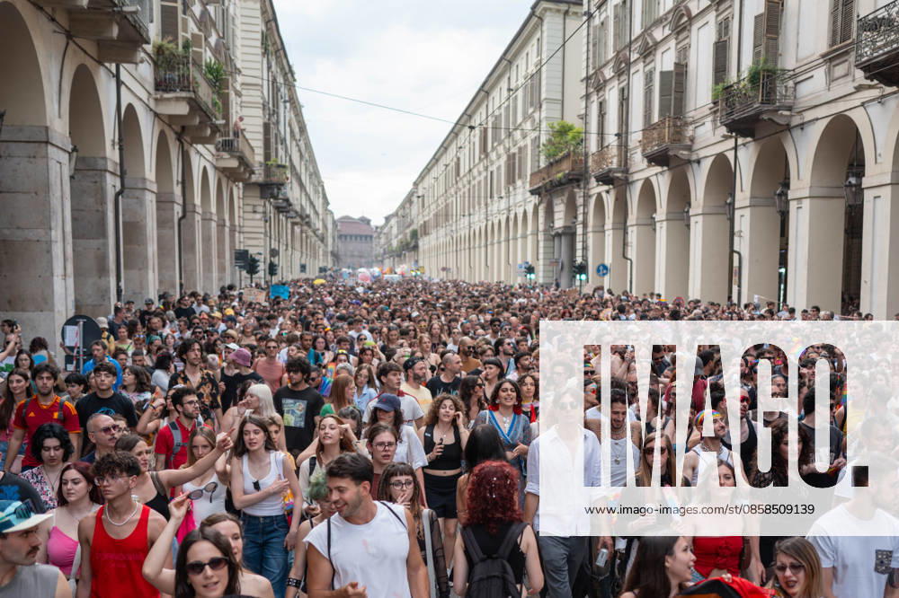 IPA85407032 - Turin. PRIDE 2026 more than 150,000 people parade through the streets of the city center. Pictured: images from Pride